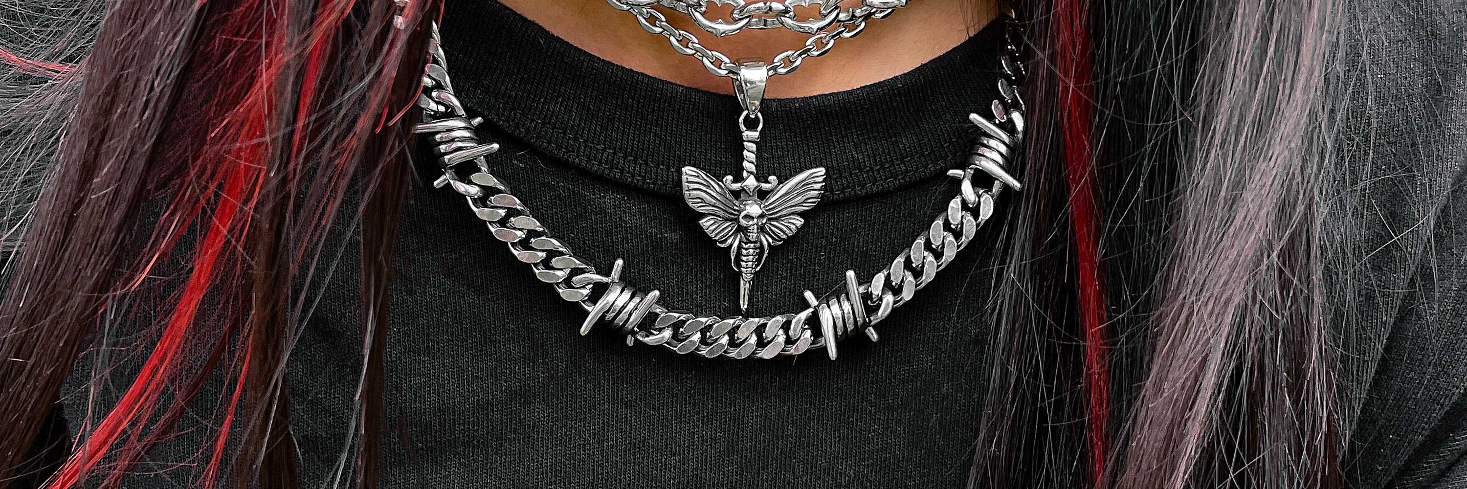 Womens Silver Barbed Wire Chains