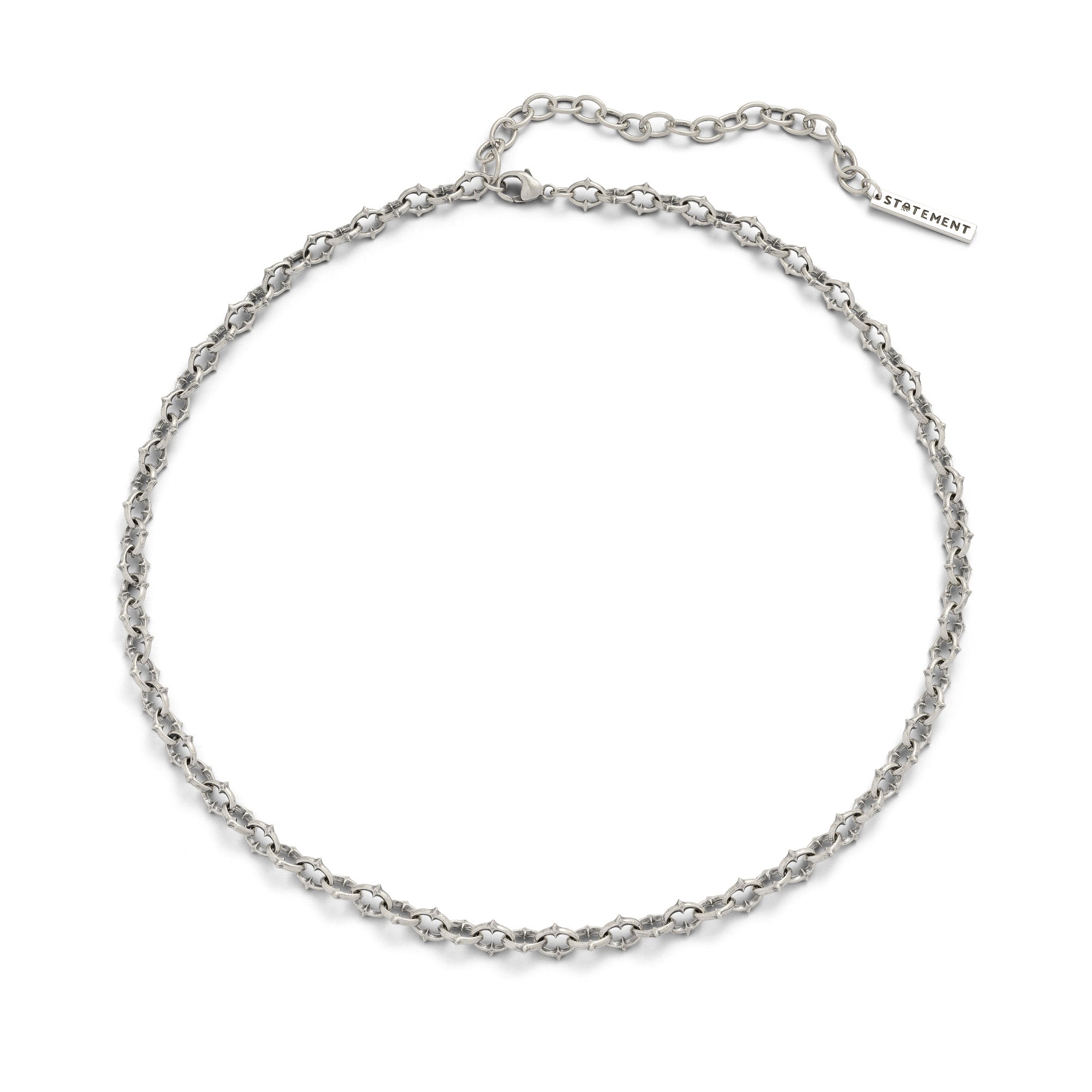 6mm spiked chain in sterling silver on white background 