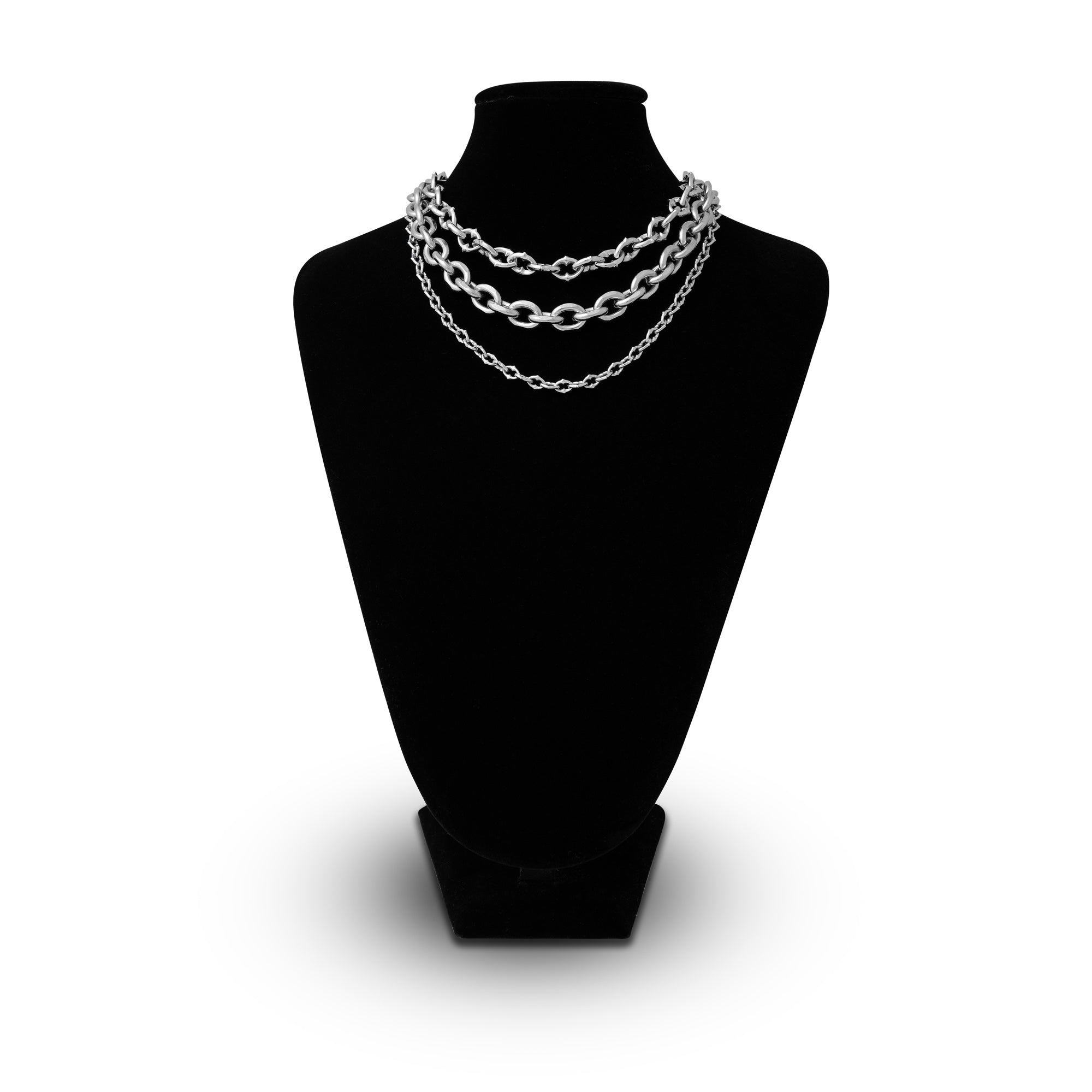 Gothic silver chain set with spiked necklaces by statement collective