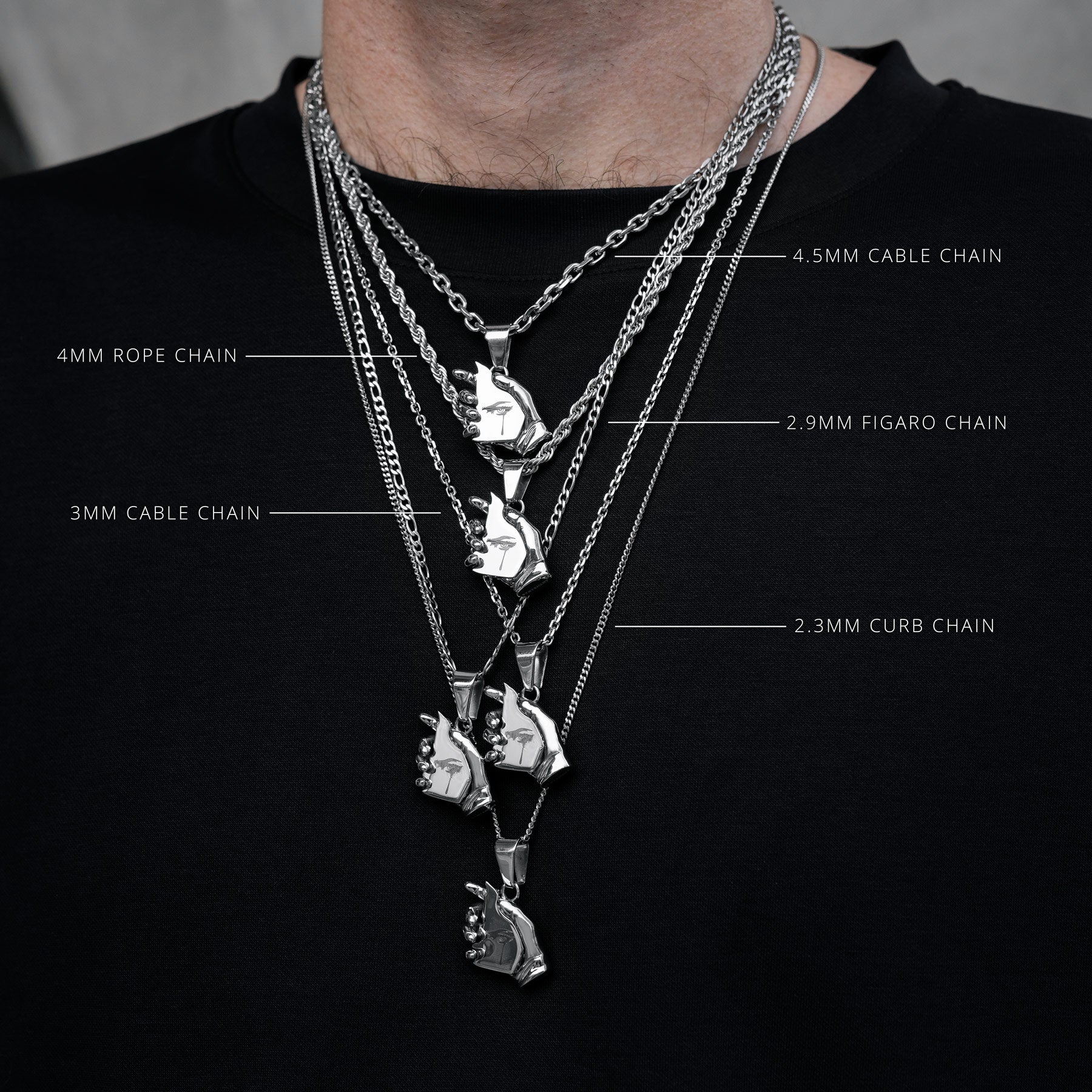 necklace chain options for pendant by statement