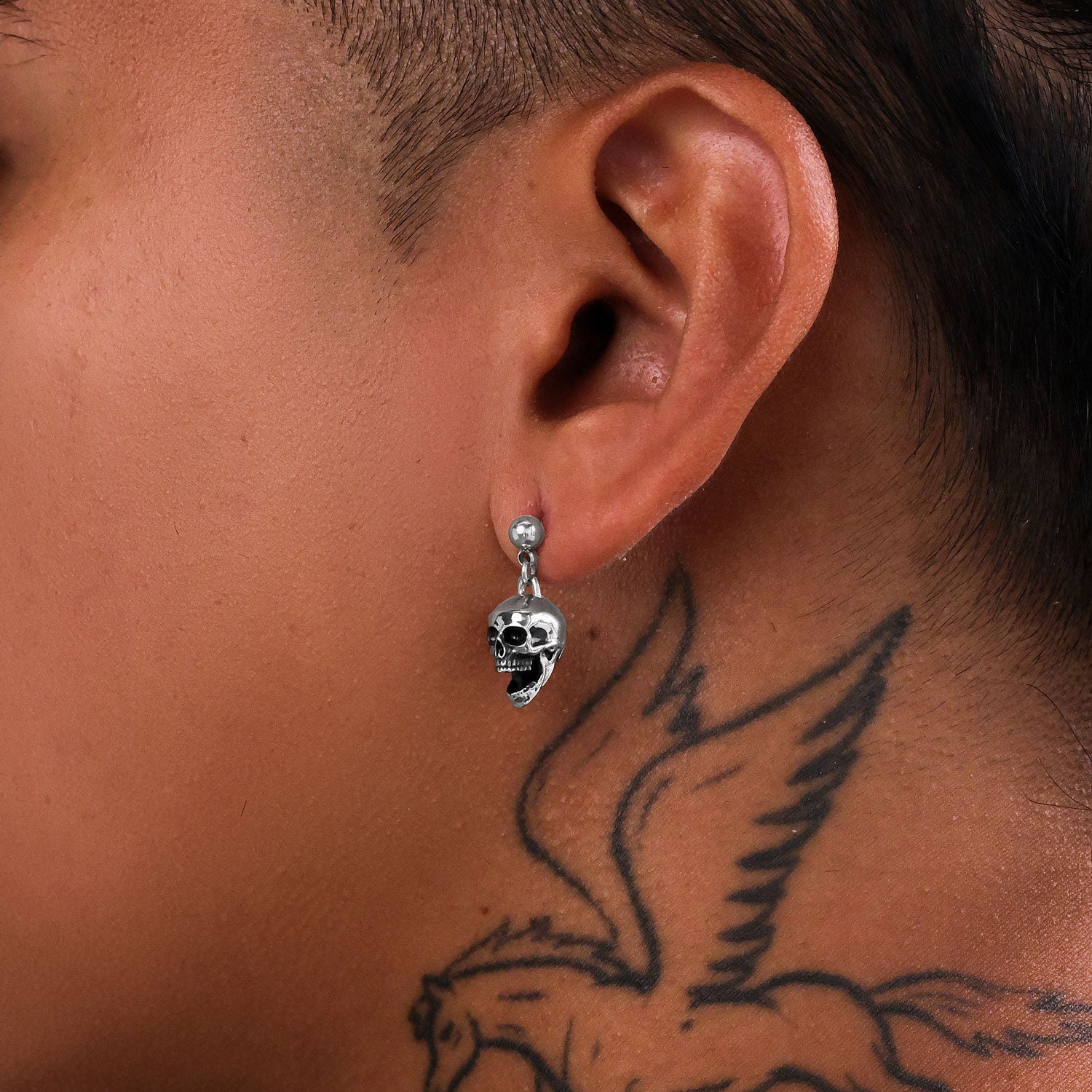 Mens skull sale earring