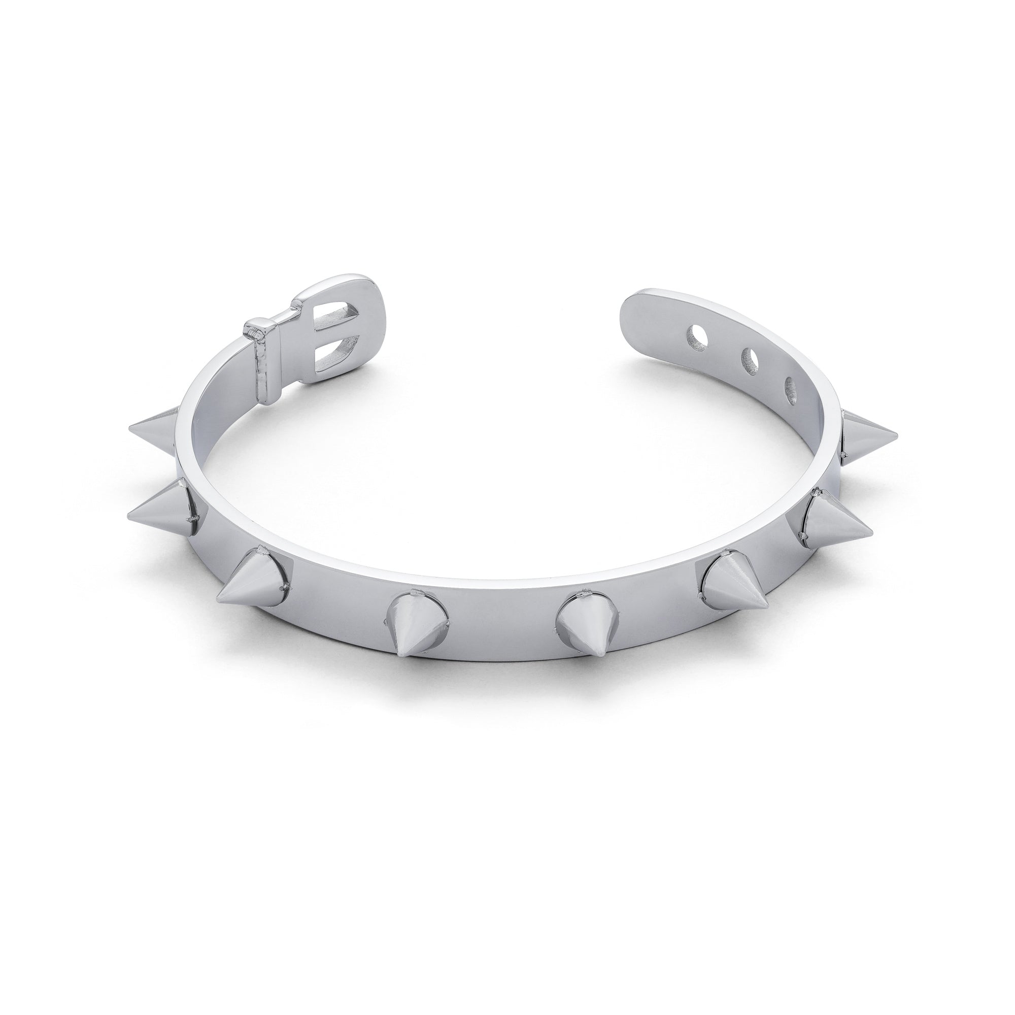 Silver Spiked Cuff bracelet with collar details 