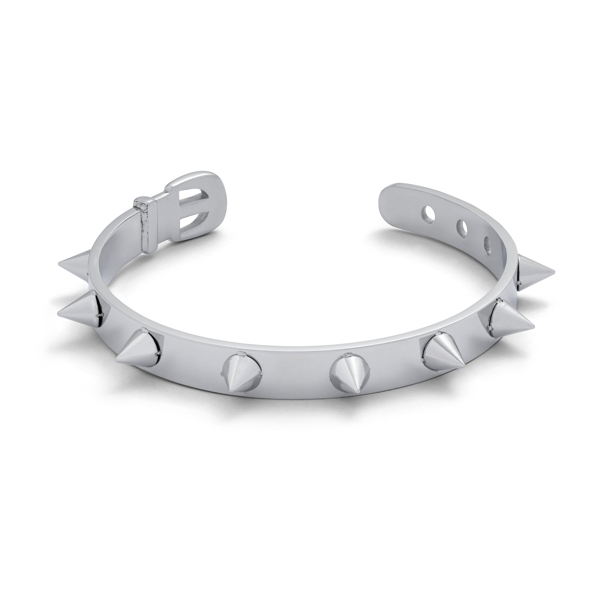 Silver Spiked Cuff bracelet with collar details 