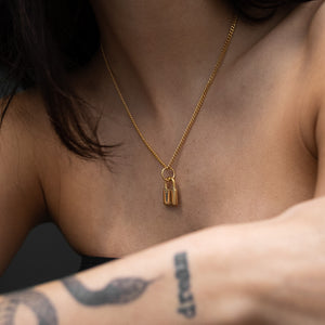 Gold Stainless Steel Mini Lock Necklace